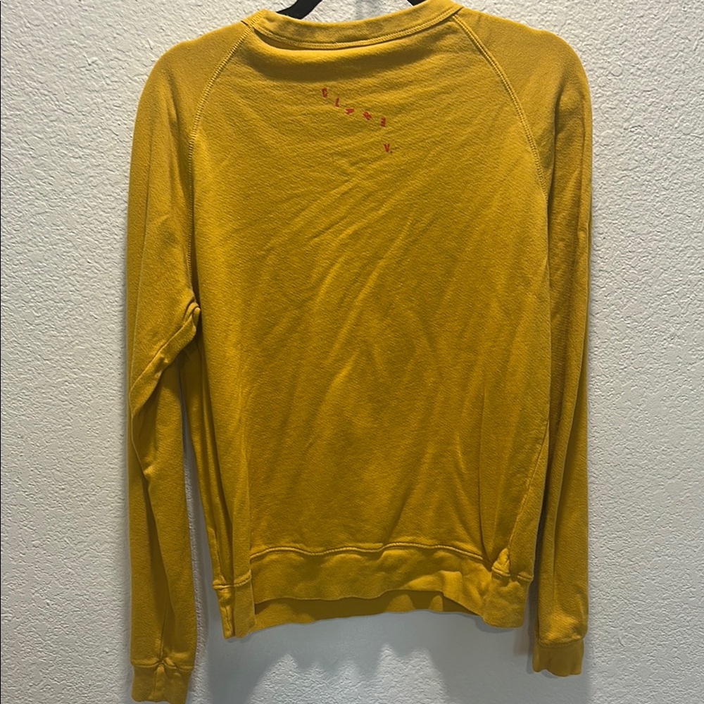 Clare V. Mustard Yellow Crew Neck Sweatshirt with Red Lips - Picture 6 of 9